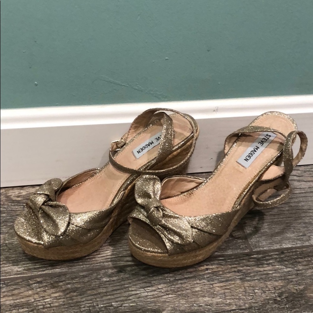 Steve Madden gold strappy espadrilles